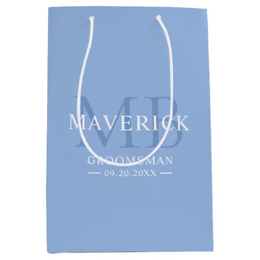 Bruidsjonker Cadeau Mannelijk Monogram Initiaal Bl Medium Cadeauzakje (Voorkant)