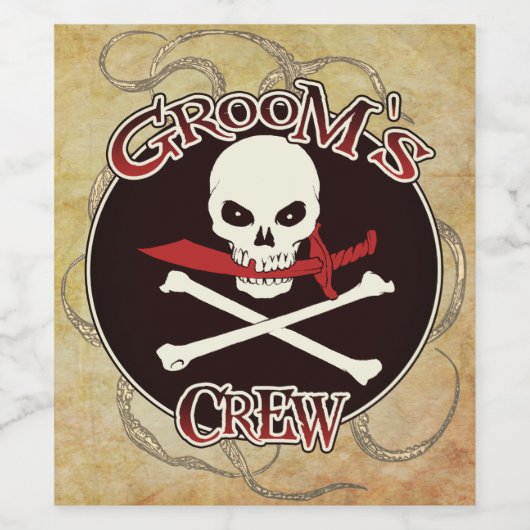 Bruidsjonker en zijn vrienden wijn etiket (Enkel label)