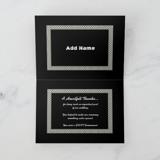 BRUIDSjonker Geruit Bruiloft DANK JE Bedankkaart (Binnen)