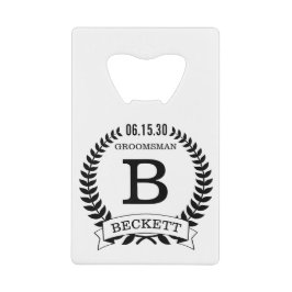 Bruidsjonker initials creditkaart flessenopener