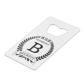 Bruidsjonker initials creditkaart flessenopener (Voorkant Gekanteld)