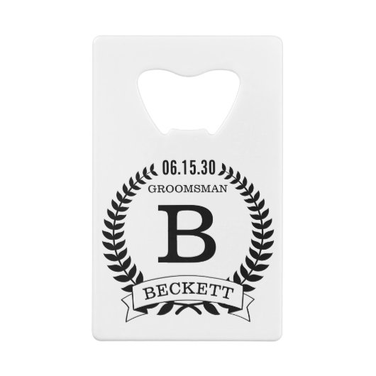 Bruidsjonker initials creditkaart flessenopener (Achterkant)