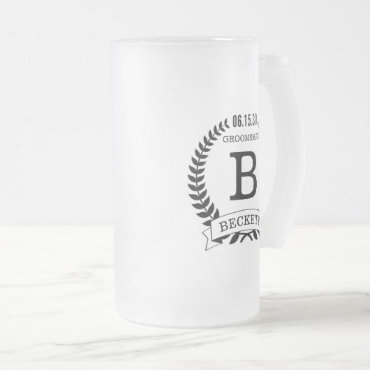 Bruidsjonker initials matglas bierpul (Voorkant rechts)