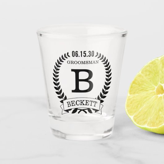 Bruidsjonker initials shot glas (Voorkant)