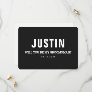 Bruidsjonker Modern Zwart en Wit Voorstelkaart Save The Date