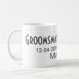 Bruidsjonker naam datum jaar grijze kraag strik te koffiemok