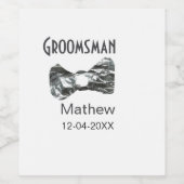 Bruidsjonker naam datum jaar grijze kraag strik te wijn etiket (Enkel label)