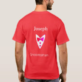 bruidsjonker naam jaar rode vlinder das hemd smoki t-shirt (Achterkant)