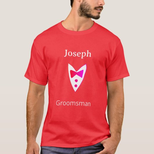 bruidsjonker naam jaar rode vlinder das hemd smoki t-shirt (Voorkant)
