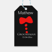 bruidsjonker naam jaar zwarte strik das smoking cadeaulabel (Achterkant)