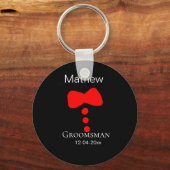 bruidsjonker naam jaar zwarte strik das smoking sleutelhanger (Voorkant)