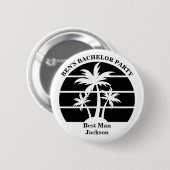 Bruidsjonker Naambord met Palmboom voor Strandfees Ronde Button 5,7 Cm (Voorkant /achterkant)