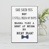 Bruidsjonker of Getuige van de Bruidegom Uitnodigi Kaart (Staand voorkant)