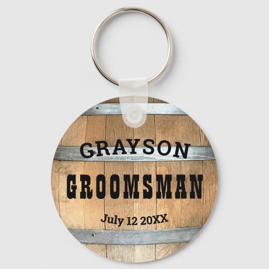 Bruidsjonker roestige whiskey vat sleutelhanger (Voorkant)
