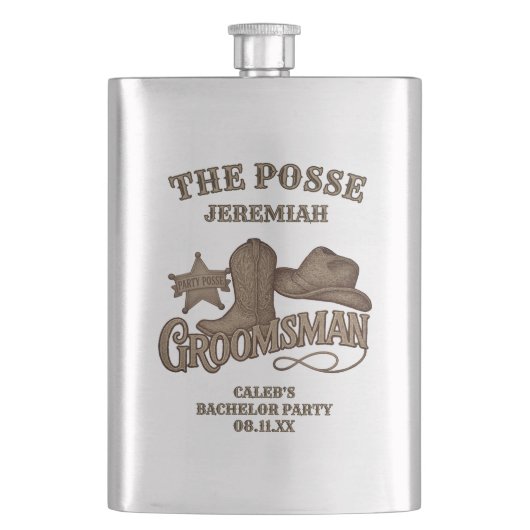 Bruidsjonker Rustieke Cowboy Posse Bachelorfeest Flacon (Voorkant)