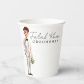 Bruidsjonker Schattige Cartoon bruidegom met lette Papieren Bekers (Voorkant)