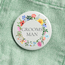 Bruidsjonker trouwjurk met wilde bloemen  ronde button 3,2 cm