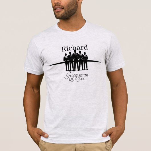 Bruidsjonker Trouwpak Team Silhouet Naam T-shirt (Voorkant)