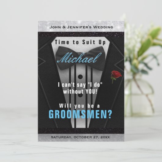 Bruidsjonker Tuxedo Uitnodiging Pak (Staand voorkant)