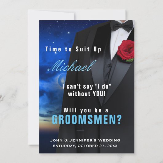 Bruidsjonker Tuxedo Uitnodiging Pak Aan (Voorkant)