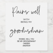 Bruidsjonker verzoek Wil je mijn bruidsjonker zijn Wijn Etiket (Enkel label)