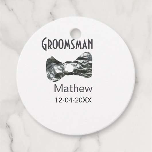 Bruidsjonker voeg naam datum jaar grijze kraag str bedankjes labels (Voorkant)