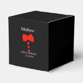 bruidsjonker voeg naam jaar zwarte strik das hemd bedankdoosjes (Achterkant)