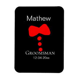 bruidsjonker voeg naam jaar zwarte strik das hemd  magneet