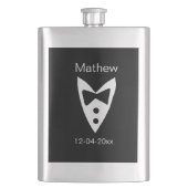 bruidsjonker voeg naam jaar zwarte strik das smoki flacon (Voorkant)