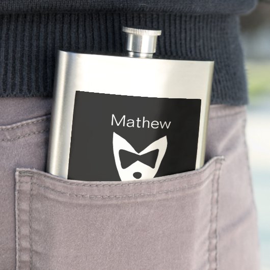 bruidsjonker voeg naam jaar zwarte strik das smoki flacon (Voorbeeld)