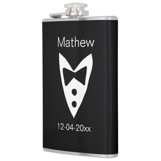 Bruidsjonker voeg naam jaar zwarte strik das smoki heupfles (Links)