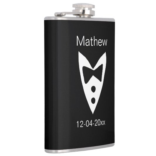 Bruidsjonker voeg naam jaar zwarte strik das smoki heupfles (Rechts)