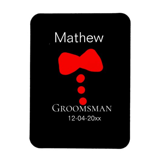 bruidsjonker voeg naam jaar zwarte strik das smoki magneet (Verticaal)