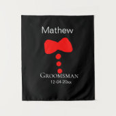 Bruidsjonker voeg naam jaar zwarte strik das smoki wandkleed (Voorkant)