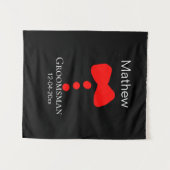 Bruidsjonker voeg naam jaar zwarte strik das smoki wandkleed (Voorkant (horizontaal))