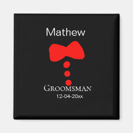 Bruidsjonker voeg naam jaar zwarte strik das tuxed magneet