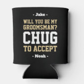 Bruidsjonker voorstel op drankje om te accepteren  blikjeskoeler (Achterkant)