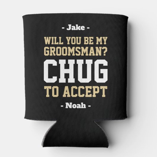 Bruidsjonker voorstel op drankje om te accepteren  blikjeskoeler (Achterkant)