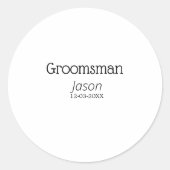 bruidsjonker vrijgezellenfeest voeg naam toe moder ronde sticker (Voorkant)