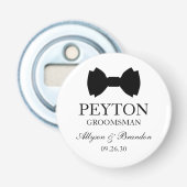 Bruidsjonker Zwart Strikje Button Flesopener (Voorkant)