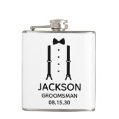 Bruidsjonker Zwart Strikje Heupfles (Voorkant)