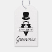 Bruidsjonker Zwart Tuxedo Hoed Naam Cadeaulabel (Achterkant)