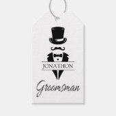 Bruidsjonker Zwart Tuxedo Pak Hoed Naam Cadeaulabel (Voorkant)