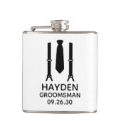 Bruidsjonker zwarte smoking heupfles (Voorkant)