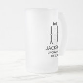 Bruidsjonker zwarte stropdas matglas bierpul (Voorkant rechts)