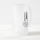 Bruidsjonker zwarte trouwkleding matglas bierpul (Voorkant rechts)