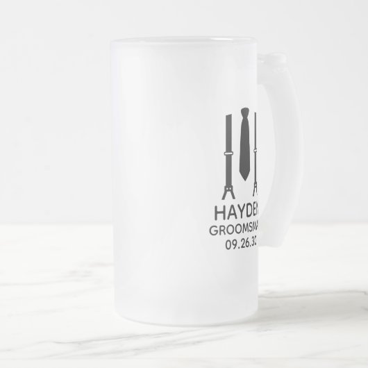 Bruidsjonker zwarte trouwkleding matglas bierpul (Voorkant rechts)