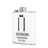 Bruidsjonker zwarte vlinderdas heupfles (Links)