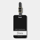 Bruidsjonkers bedank je monogram zwarte bagage lab bagagelabel (Voorkant verticaal)