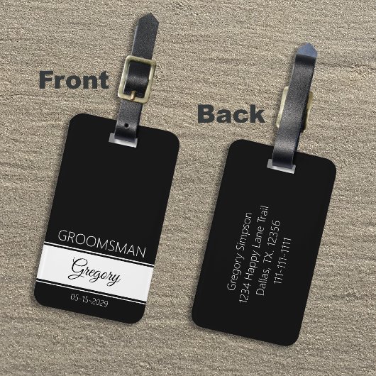 Bruidsjonkers bedank je monogram zwarte bagage lab bagagelabel